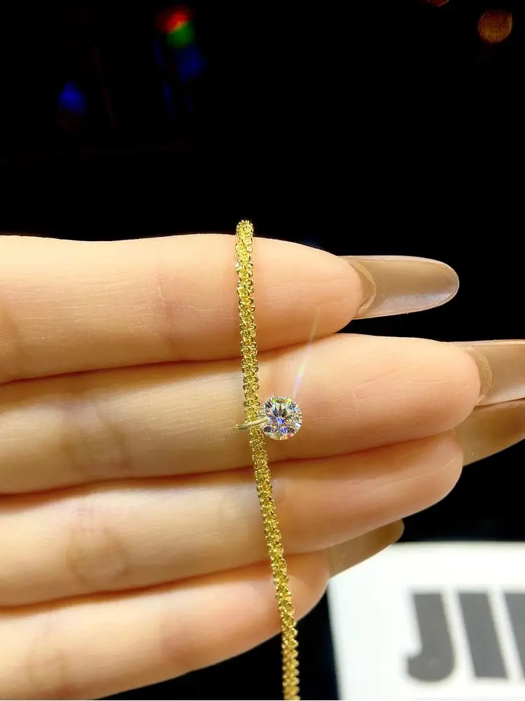 Elegant Fashion 0.5 Carat Brilliant Round Moissanite Diamond Bracelet For Women Engagement Wedding Luxury Jewelry