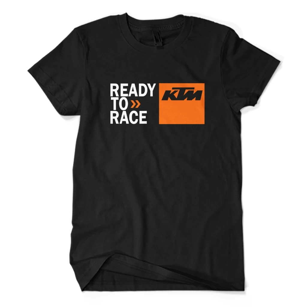 Men's KTM "Ready To Race" T-Shirt Breathable Cotton Short Sleeve Motorcycle Biker Casual Tops KTM Orange Square Logo