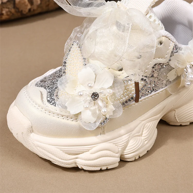 Spring 2026 Toddler Girls Sport Shoes Bling Soft Sole Breathable Outdoor Tennis Fashion Kids Sneakers Children Shoes