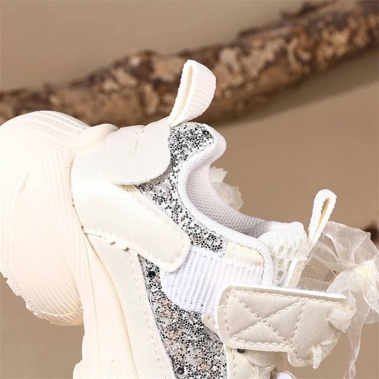 Spring 2026 Toddler Girls Sport Shoes Bling Soft Sole Breathable Outdoor Tennis Fashion Kids Sneakers Children Shoes