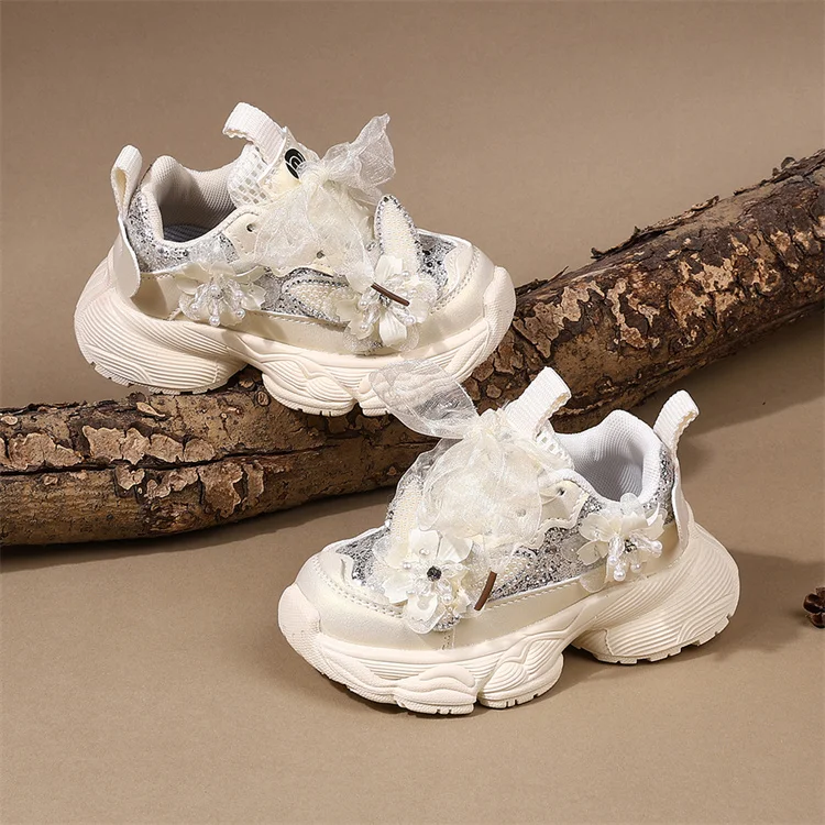 Spring 2026 Toddler Girls Sport Shoes Bling Soft Sole Breathable Outdoor Tennis Fashion Kids Sneakers Children Shoes