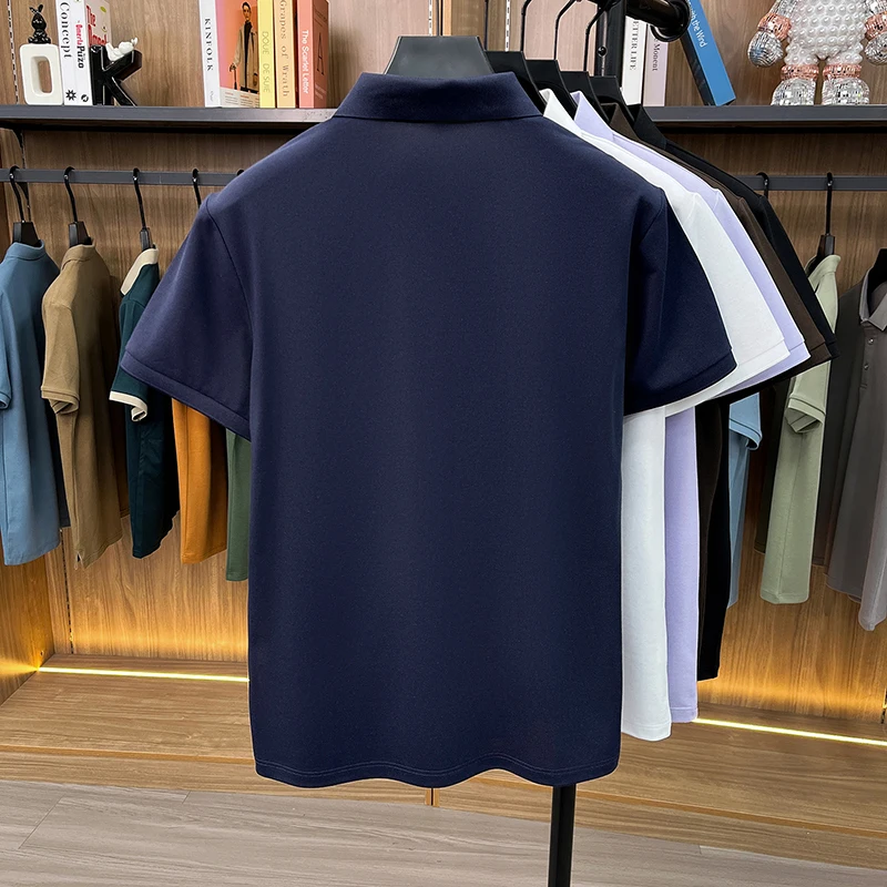 High End Brand Polo Shirt Men's New Summer Heavyweight Embroidery Small Horse Logo Lapel T-shirt Loose Casual Top