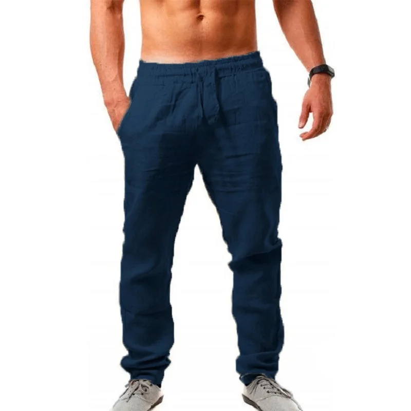 2026 new Men's Cotton Linen Pants Male Autumn New Breathable Solid Color Linen Trousers Fitness Streetwear S-3XL