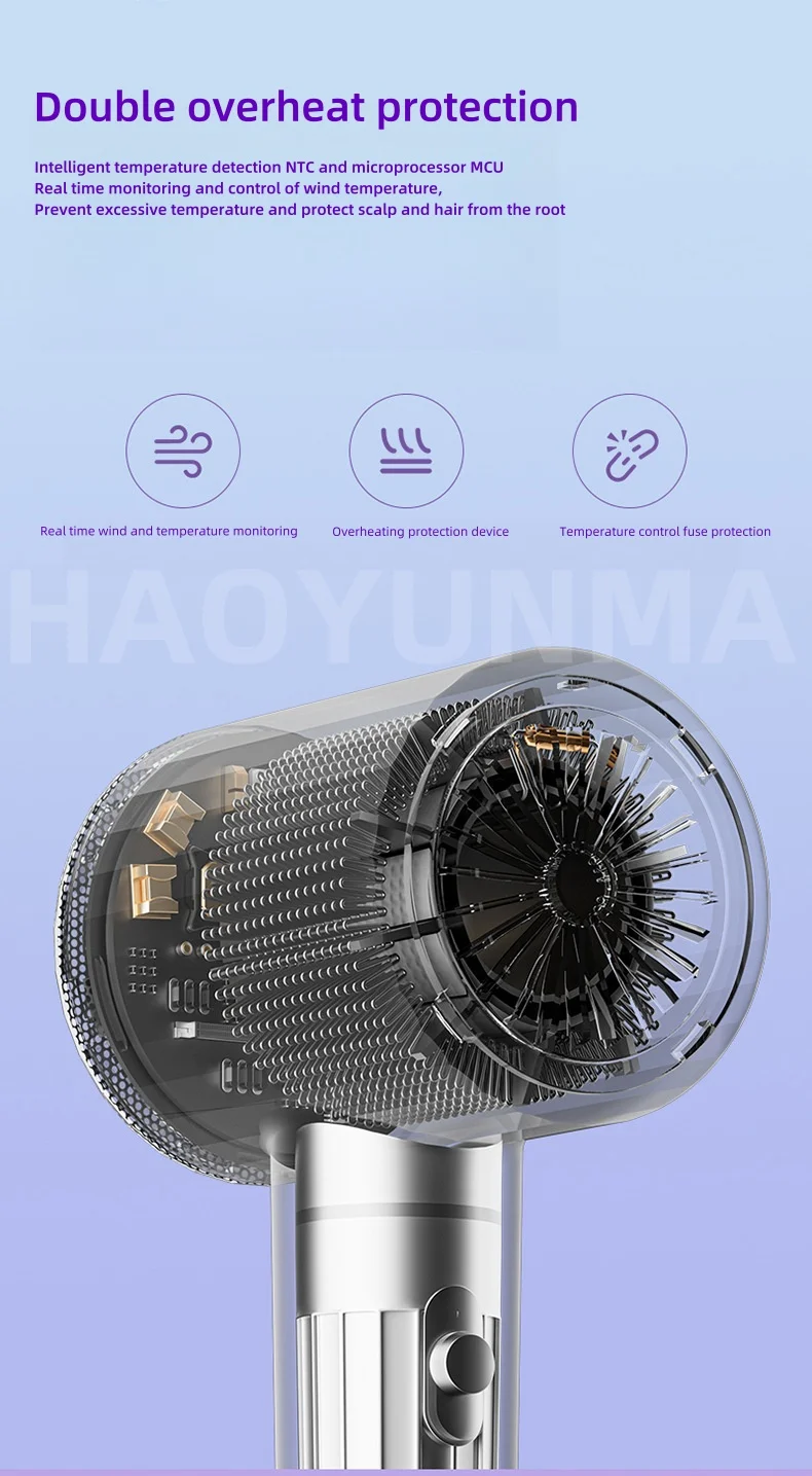 2400W High-Power Hair Dryer, Blue Light Ion Silent Magnetic Suction Hanger, Household Hair Salon Quick Drying Hair Dryer