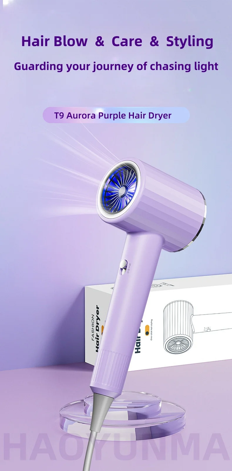 2400W High-Power Hair Dryer, Blue Light Ion Silent Magnetic Suction Hanger, Household Hair Salon Quick Drying Hair Dryer