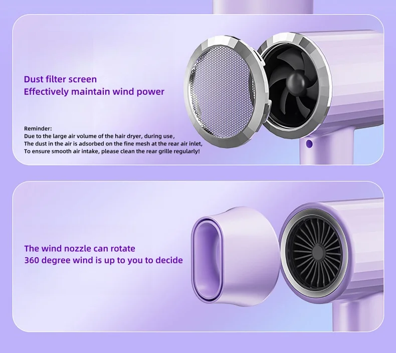 2400W High-Power Hair Dryer, Blue Light Ion Silent Magnetic Suction Hanger, Household Hair Salon Quick Drying Hair Dryer