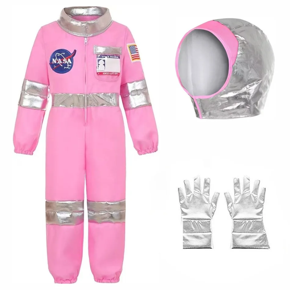 Pop Space-Themed Dress-Up Girls Outfits Pink Kids Astronaut Costume Space Explorer Role-Play Carnival Party Child Jumpsuit BYS17