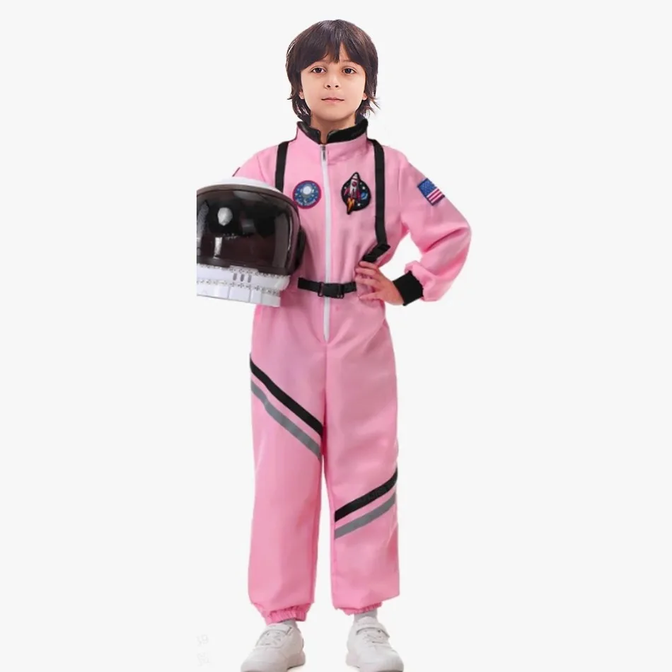 Pop Space-Themed Dress-Up Girls Outfits Pink Kids Astronaut Costume Space Explorer Role-Play Carnival Party Child Jumpsuit BYS17