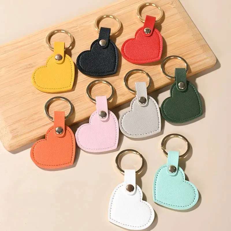 10-100Pcs Leather Heart Key Chain Fashion Leather Heart Shape Keychain Women Car Key Holder Key Ring Charm Bag Car Pendant Gift