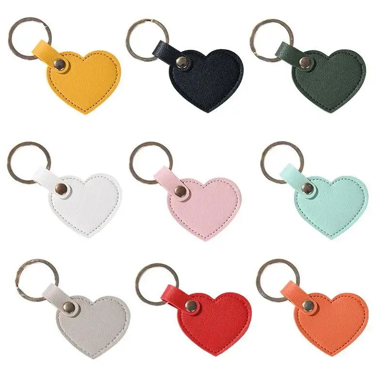10-100Pcs Leather Heart Key Chain Fashion Leather Heart Shape Keychain Women Car Key Holder Key Ring Charm Bag Car Pendant Gift