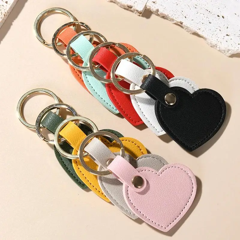 10-100Pcs Leather Heart Key Chain Fashion Leather Heart Shape Keychain Women Car Key Holder Key Ring Charm Bag Car Pendant Gift