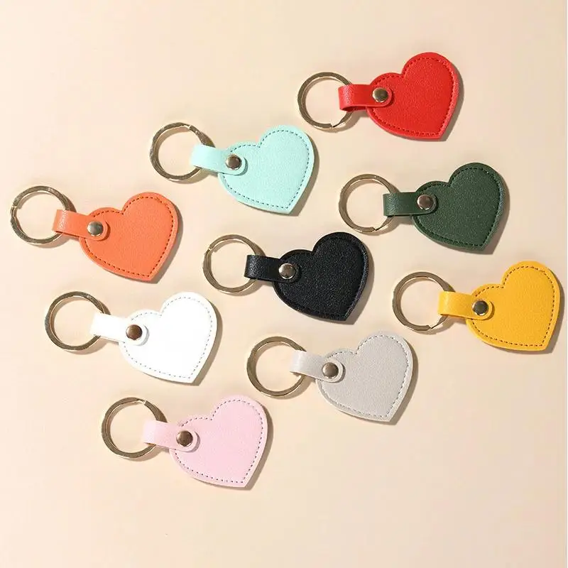 10-100Pcs Leather Heart Key Chain Fashion Leather Heart Shape Keychain Women Car Key Holder Key Ring Charm Bag Car Pendant Gift