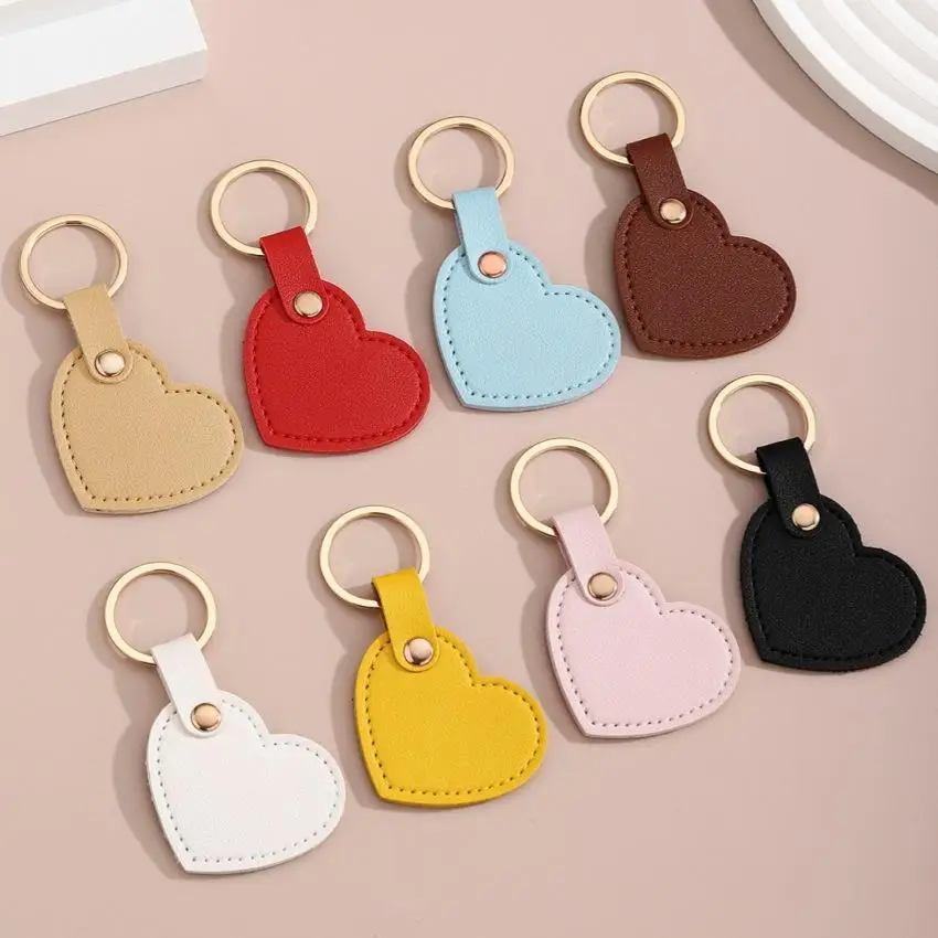 10-100Pcs Leather Heart Key Chain Fashion Leather Heart Shape Keychain Women Car Key Holder Key Ring Charm Bag Car Pendant Gift