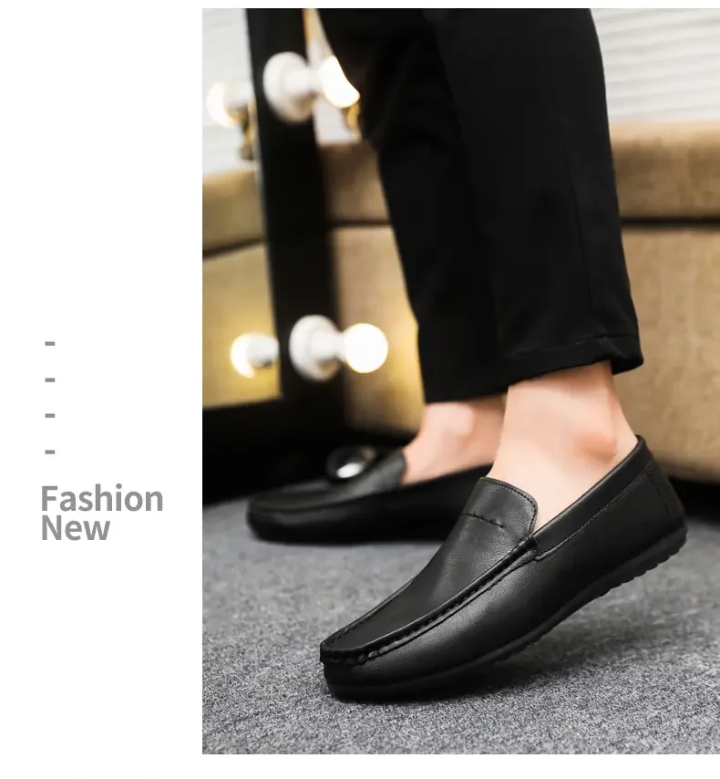 2026 Men Boat Shoes Business Breathable Mens Loafers Shoes Moccasins Flat Shoes Casual Genuine Leather Footwear Slip on Antiskid