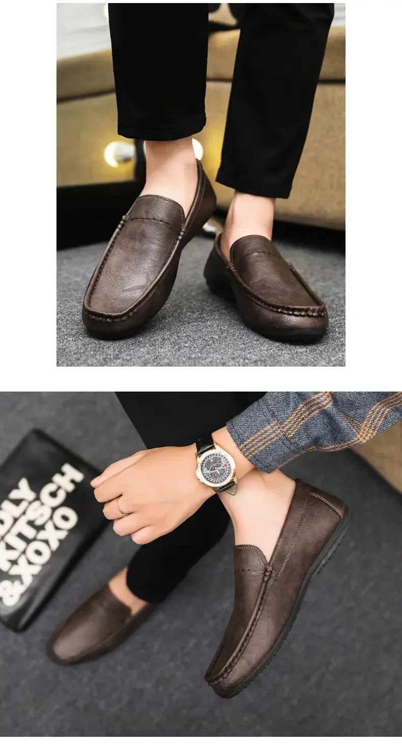 2026 Men Boat Shoes Business Breathable Mens Loafers Shoes Moccasins Flat Shoes Casual Genuine Leather Footwear Slip on Antiskid