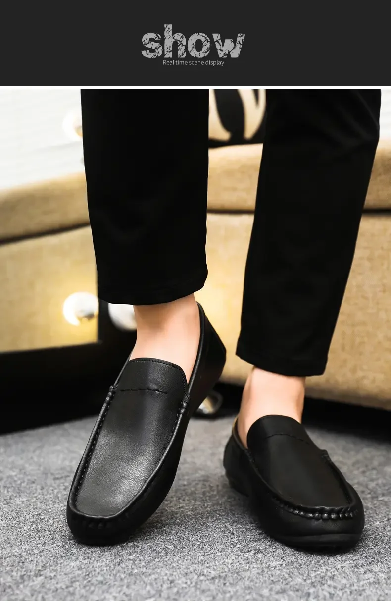 2026 Men Boat Shoes Business Breathable Mens Loafers Shoes Moccasins Flat Shoes Casual Genuine Leather Footwear Slip on Antiskid