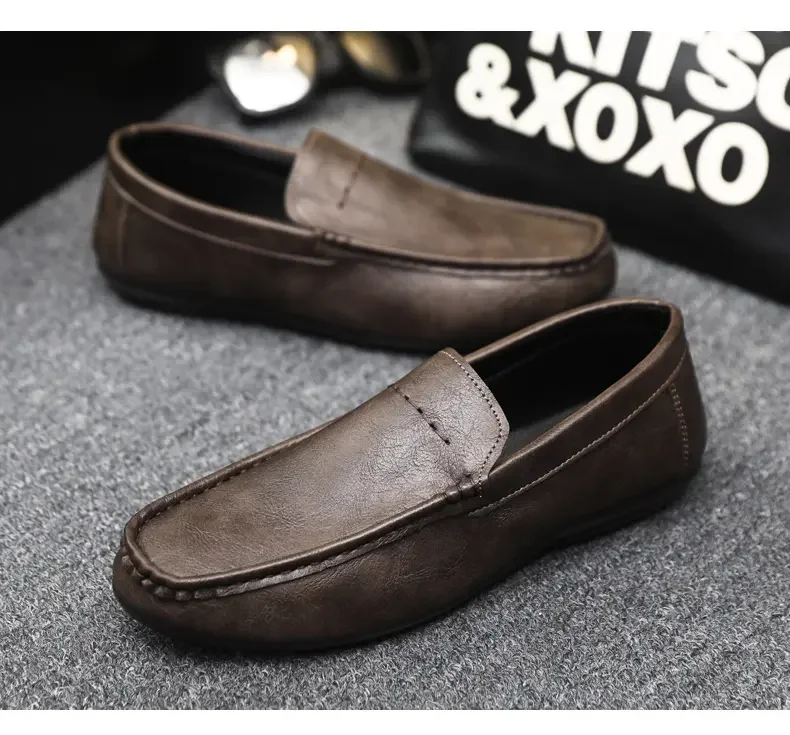 2026 Men Boat Shoes Business Breathable Mens Loafers Shoes Moccasins Flat Shoes Casual Genuine Leather Footwear Slip on Antiskid