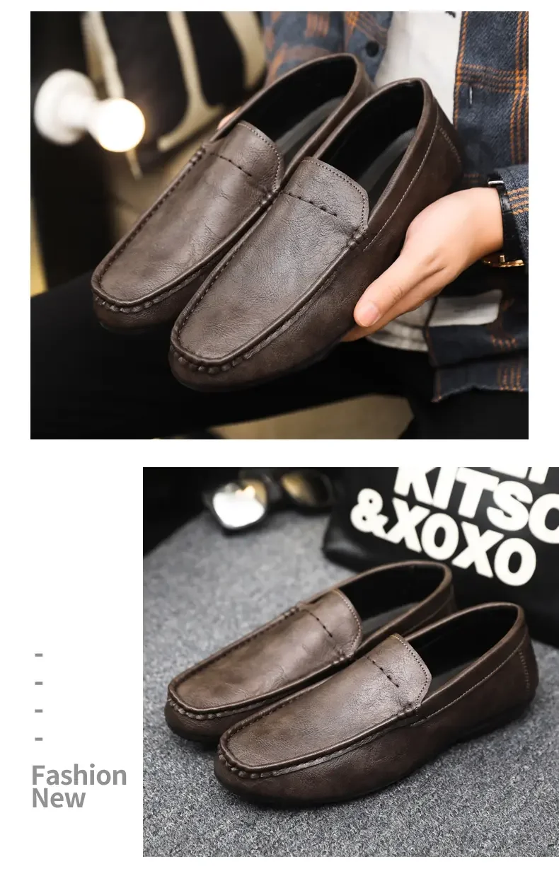 2026 Men Boat Shoes Business Breathable Mens Loafers Shoes Moccasins Flat Shoes Casual Genuine Leather Footwear Slip on Antiskid