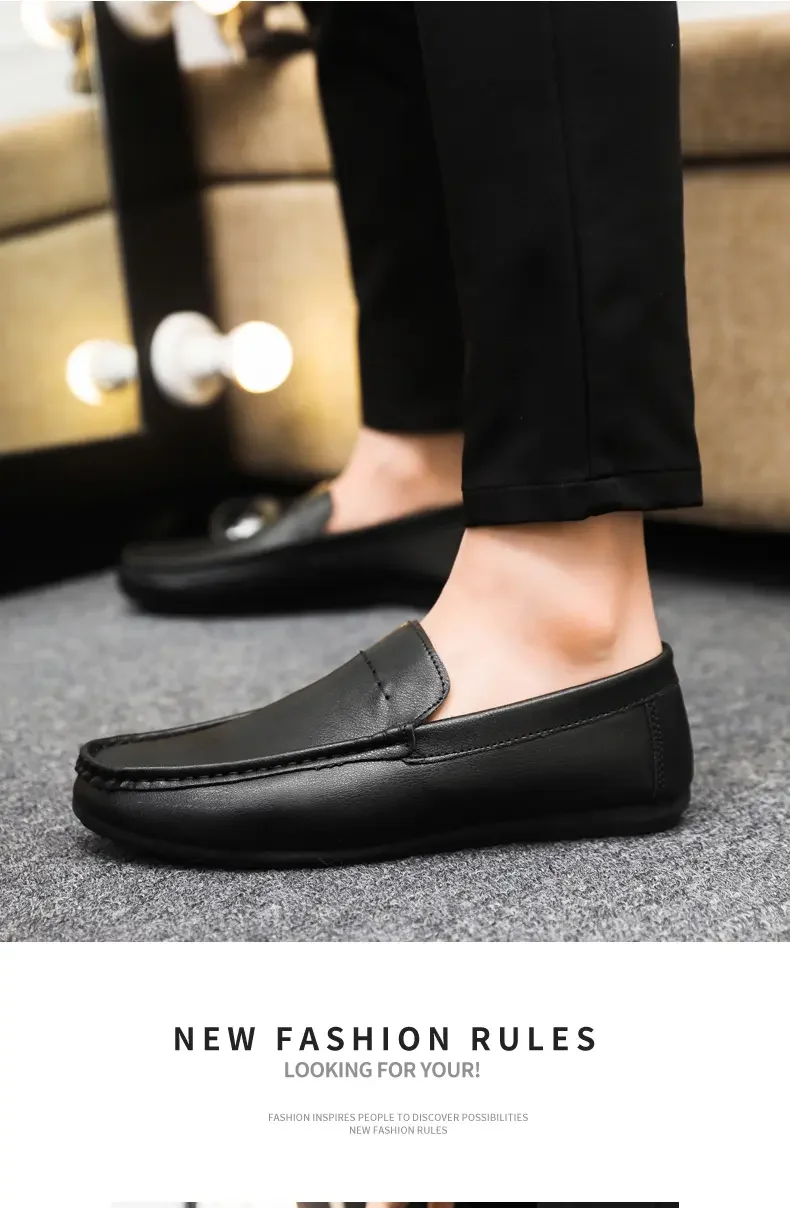 2026 Men Boat Shoes Business Breathable Mens Loafers Shoes Moccasins Flat Shoes Casual Genuine Leather Footwear Slip on Antiskid