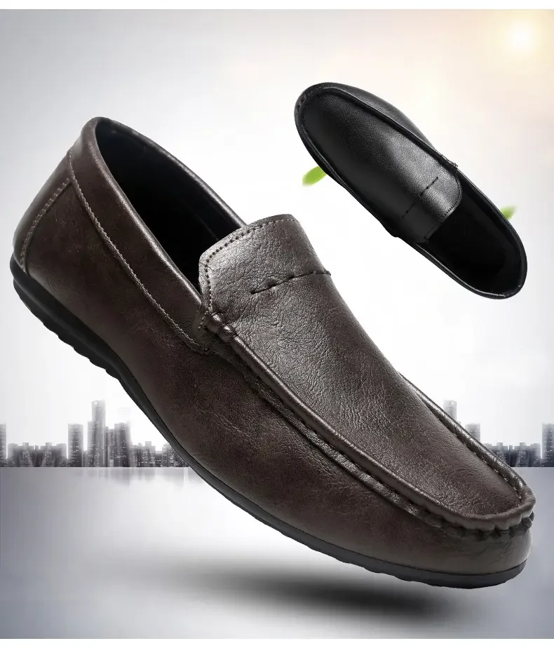 2026 Men Boat Shoes Business Breathable Mens Loafers Shoes Moccasins Flat Shoes Casual Genuine Leather Footwear Slip on Antiskid