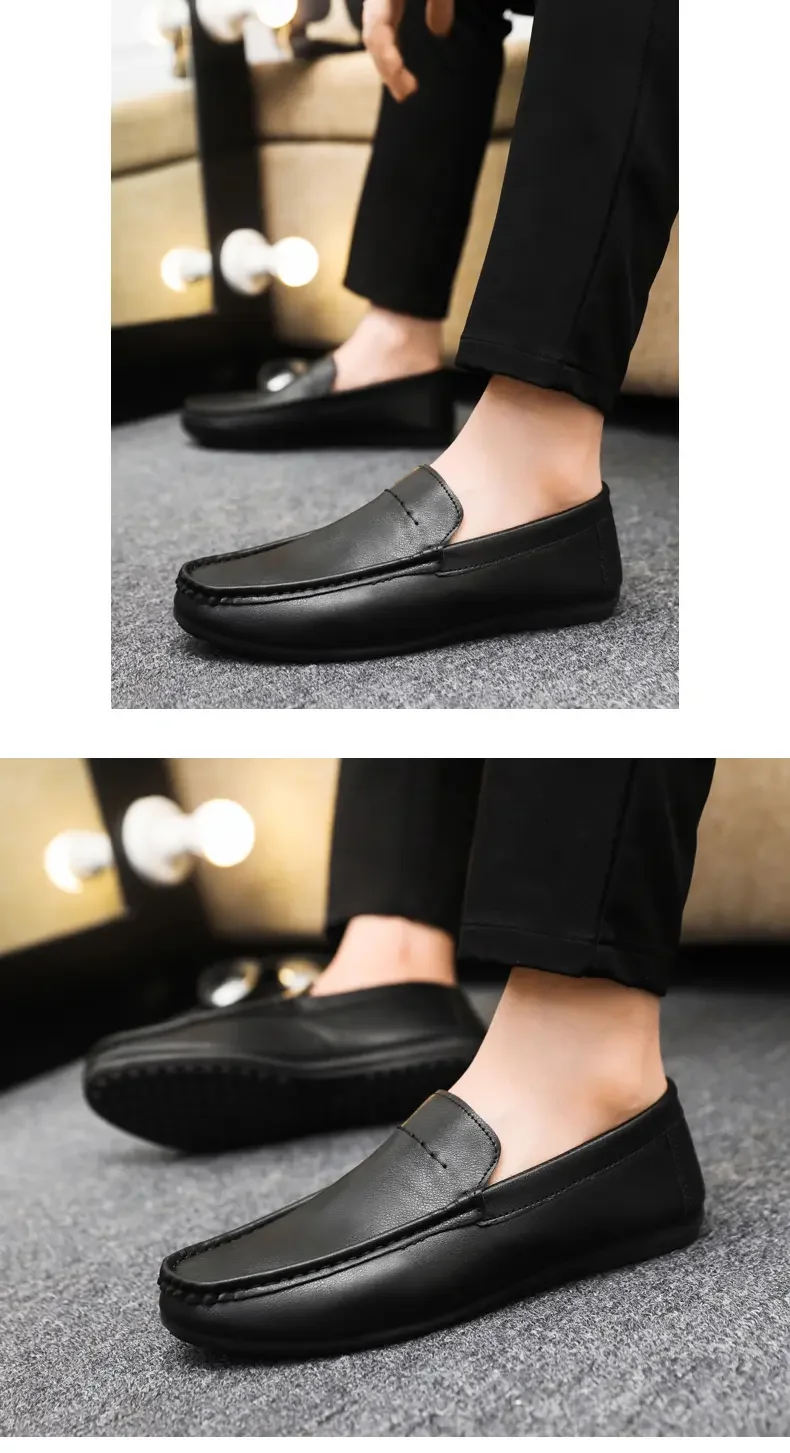 2026 Men Boat Shoes Business Breathable Mens Loafers Shoes Moccasins Flat Shoes Casual Genuine Leather Footwear Slip on Antiskid