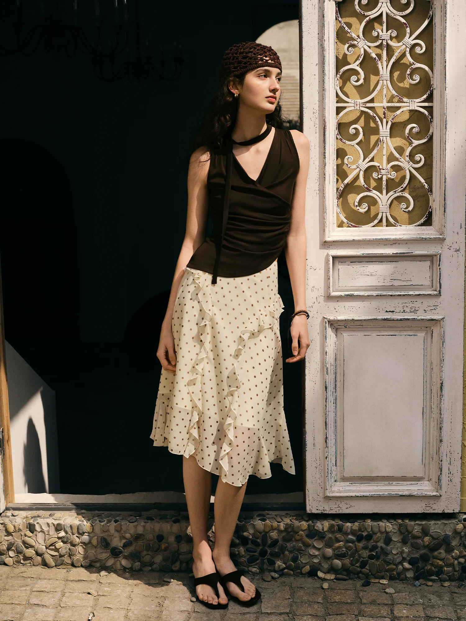 ZIQIAO 2026 Summer Women‘s Flounced Hem Asymmetric Midi Skirt, Flowy Print A-Line Skirt for Boho Chic & Y2K Vacation Style