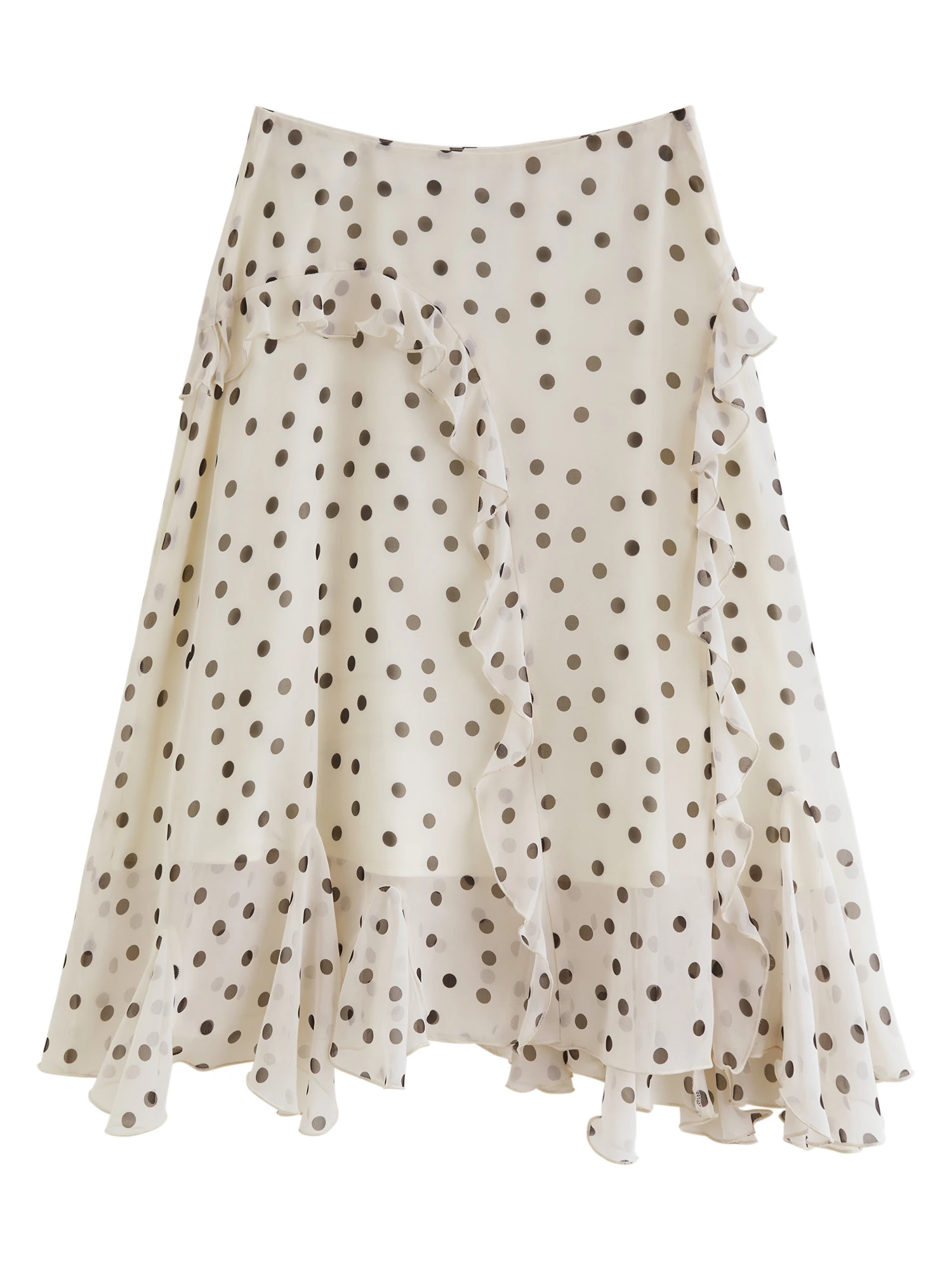 ZIQIAO 2026 Summer Women‘s Flounced Hem Asymmetric Midi Skirt, Flowy Print A-Line Skirt for Boho Chic & Y2K Vacation Style