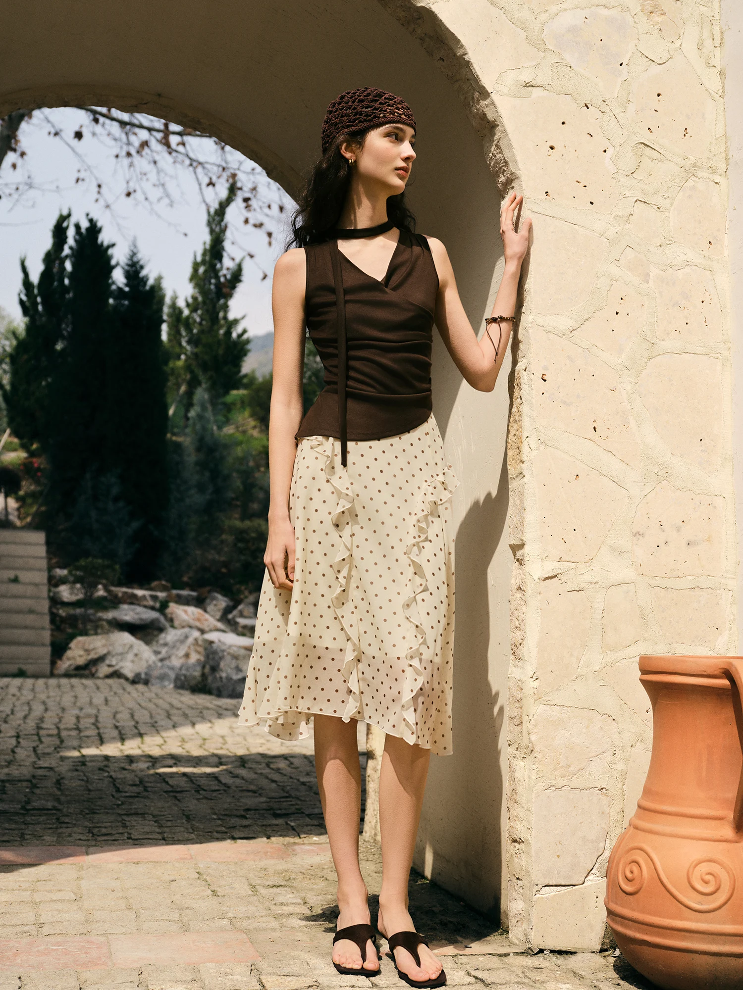 ZIQIAO 2026 Summer Women‘s Flounced Hem Asymmetric Midi Skirt, Flowy Print A-Line Skirt for Boho Chic & Y2K Vacation Style