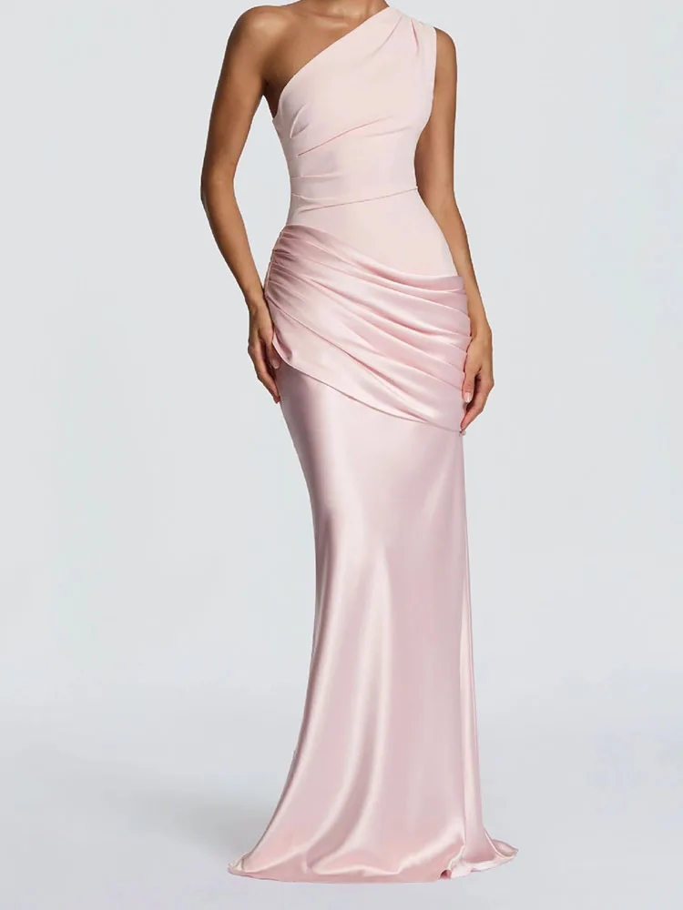 High-End Sexy Irregular Slim-Fit Dress Banquet Style Retro Classical Draping Effect Dress for Women Elegent style