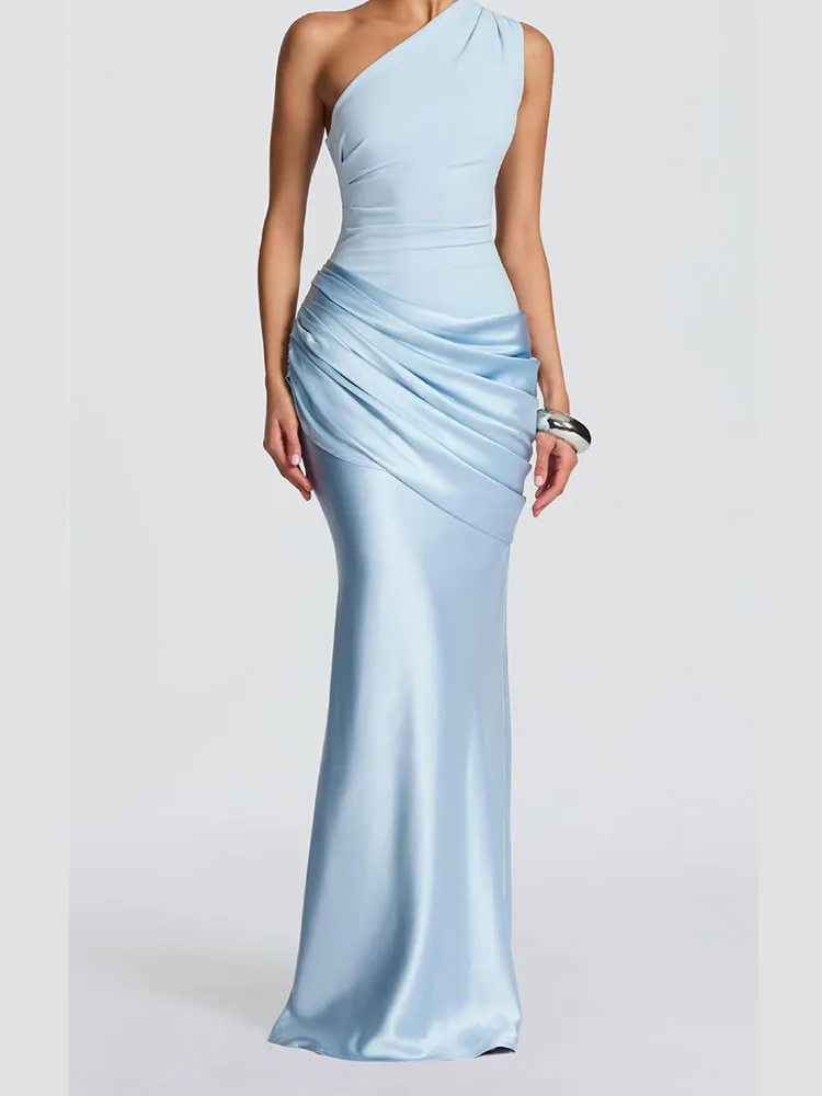 High-End Sexy Irregular Slim-Fit Dress Banquet Style Retro Classical Draping Effect Dress for Women Elegent style