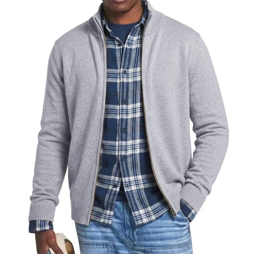 New Men's Casual Knitted Cardigan Sweater Jacket Spring Work Jumper Zip Up Coats Long Sleeve Pullover Solid Gym Sweatshirts Man