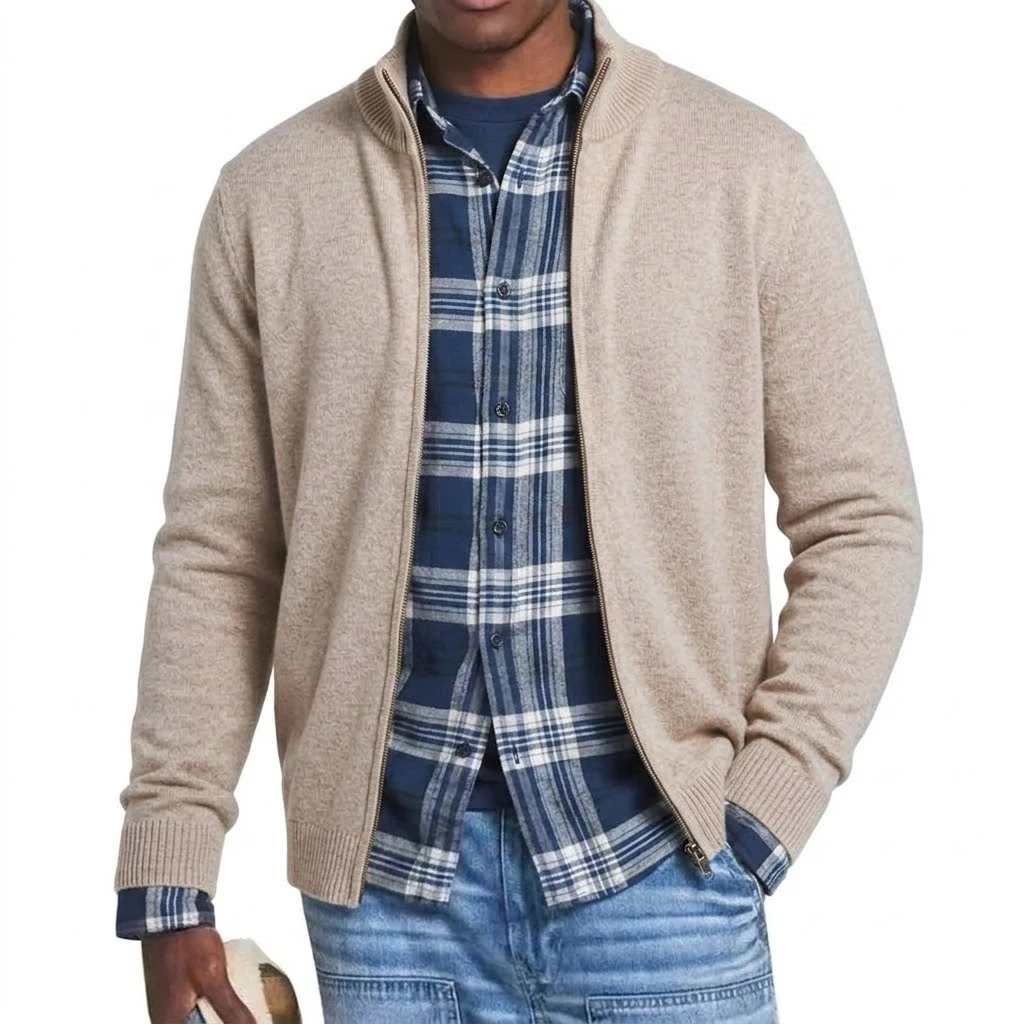 New Men's Casual Knitted Cardigan Sweater Jacket Spring Work Jumper Zip Up Coats Long Sleeve Pullover Solid Gym Sweatshirts Man