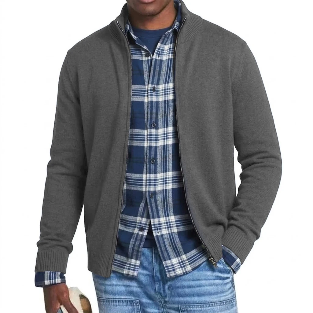 New Men's Casual Knitted Cardigan Sweater Jacket Spring Work Jumper Zip Up Coats Long Sleeve Pullover Solid Gym Sweatshirts Man