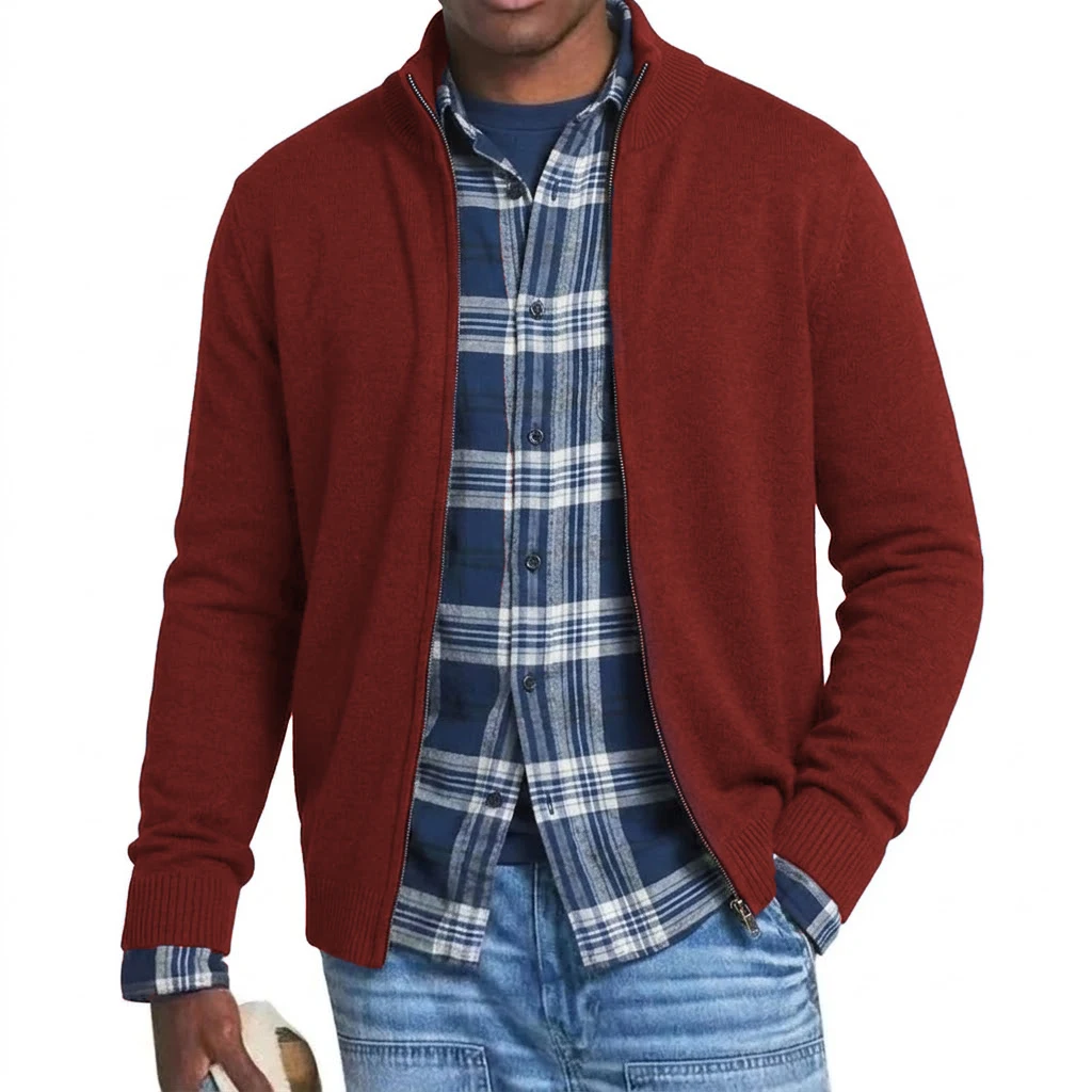 New Men's Casual Knitted Cardigan Sweater Jacket Spring Work Jumper Zip Up Coats Long Sleeve Pullover Solid Gym Sweatshirts Man