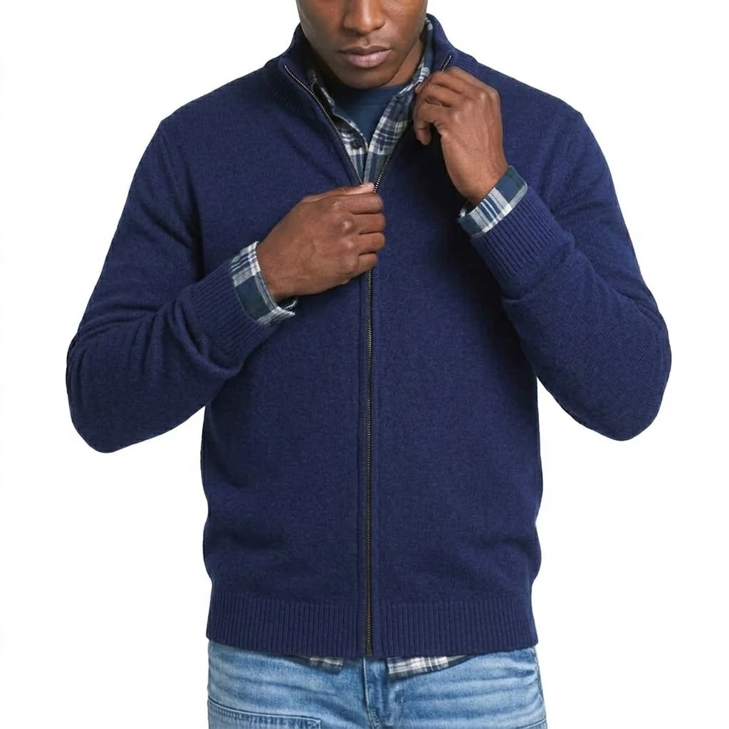 New Men's Casual Knitted Cardigan Sweater Jacket Spring Work Jumper Zip Up Coats Long Sleeve Pullover Solid Gym Sweatshirts Man