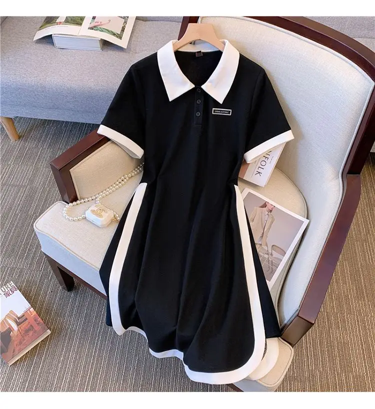 Plus Size Women's Summer Fashion Short Sleeve Dress A-Line Office Lady New Arrival Trendy Comfortable Breathable