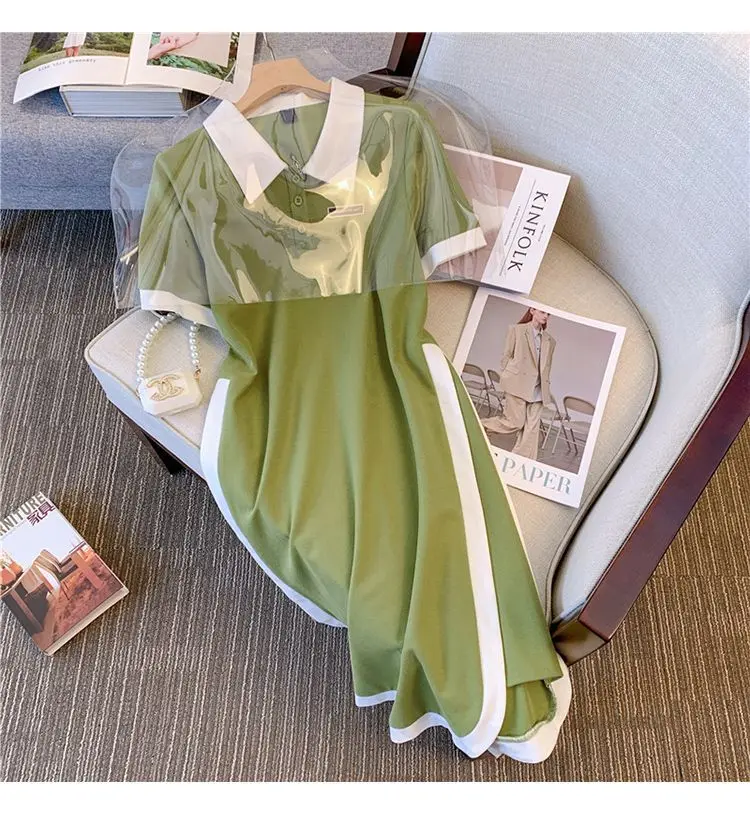 Plus Size Women's Summer Fashion Short Sleeve Dress A-Line Office Lady New Arrival Trendy Comfortable Breathable