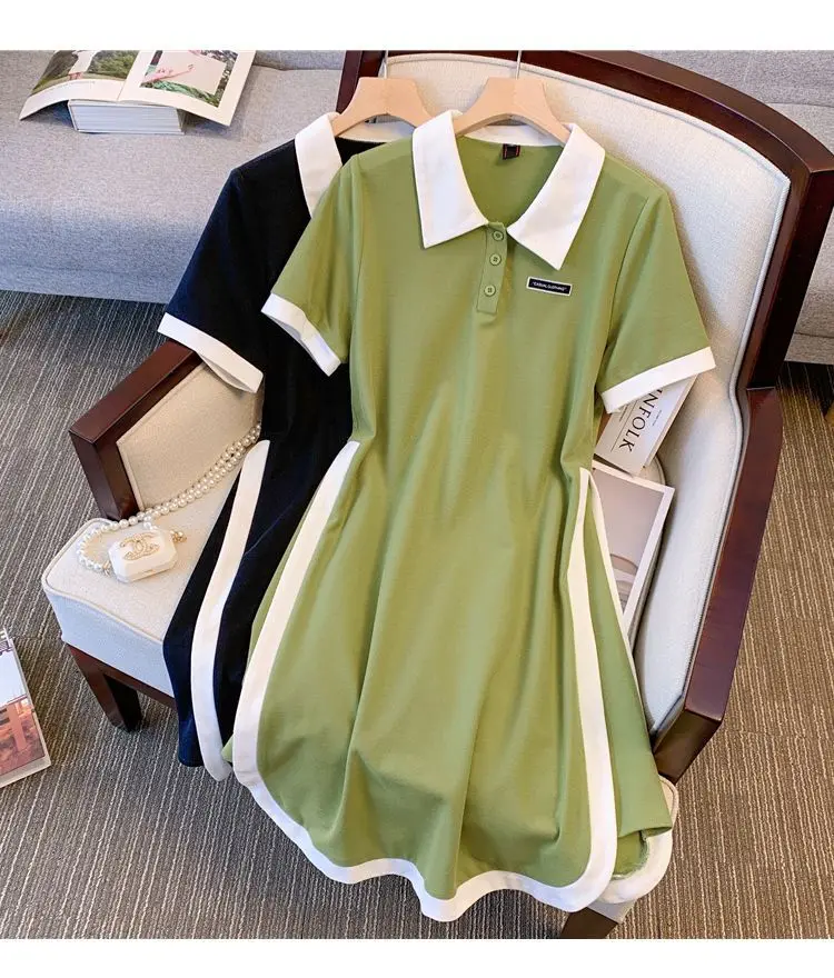 Plus Size Women's Summer Fashion Short Sleeve Dress A-Line Office Lady New Arrival Trendy Comfortable Breathable