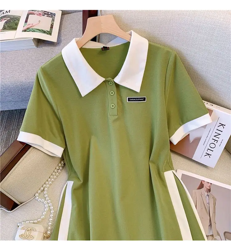 Plus Size Women's Summer Fashion Short Sleeve Dress A-Line Office Lady New Arrival Trendy Comfortable Breathable