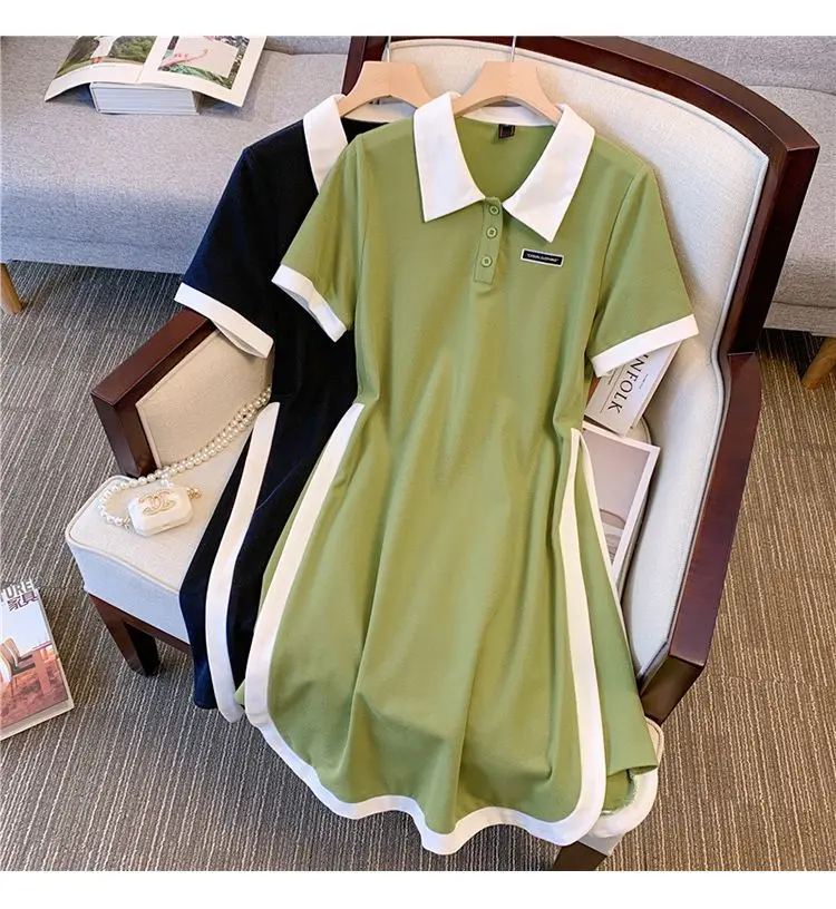 Plus Size Women's Summer Fashion Short Sleeve Dress A-Line Office Lady New Arrival Trendy Comfortable Breathable