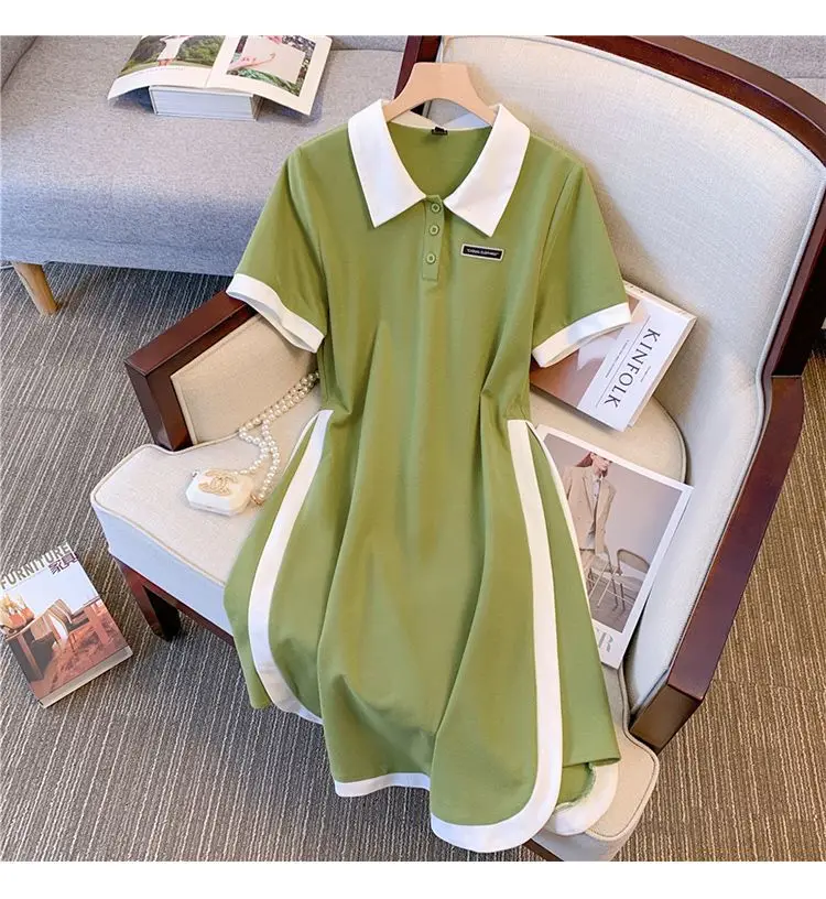 Plus Size Women's Summer Fashion Short Sleeve Dress A-Line Office Lady New Arrival Trendy Comfortable Breathable