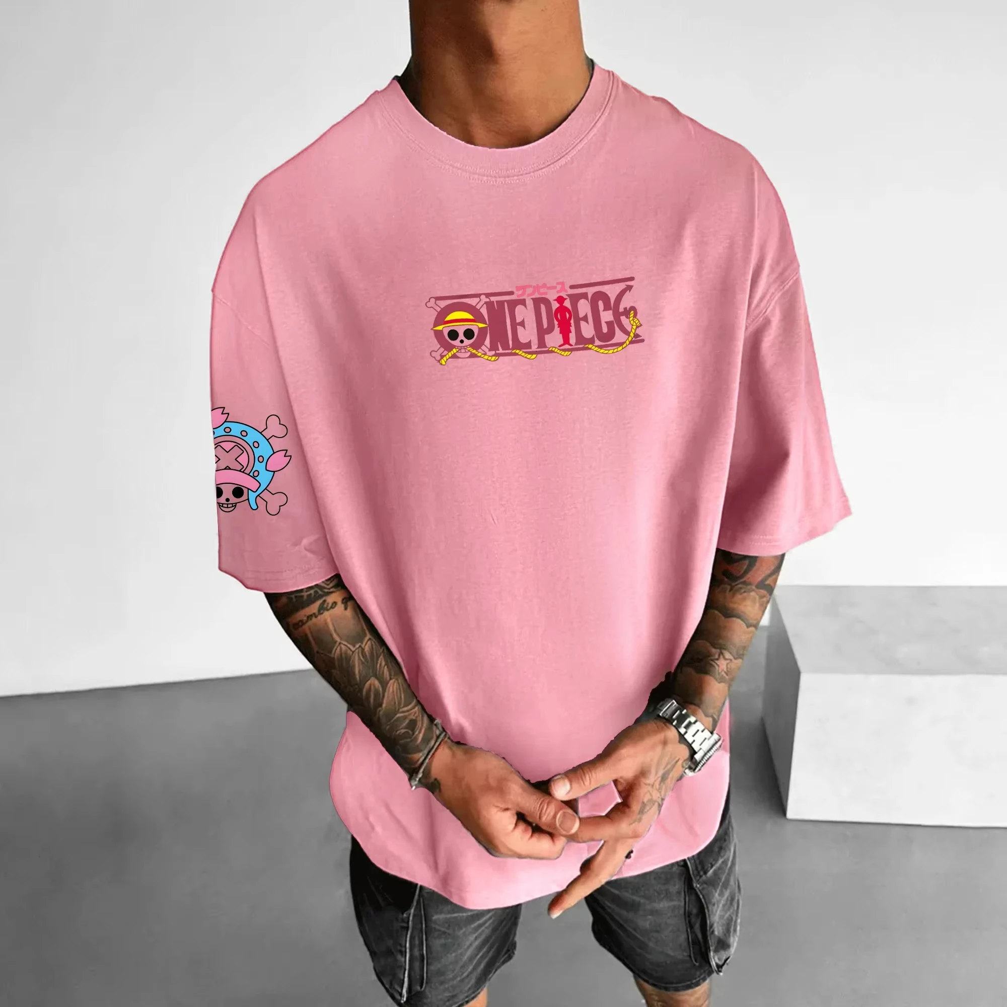 One Piece Men's T-shirt Tony Tony Chopper Summer Anime Autumn Boys Short-sleeved Basic Style Sporty Parent-Child Outfit