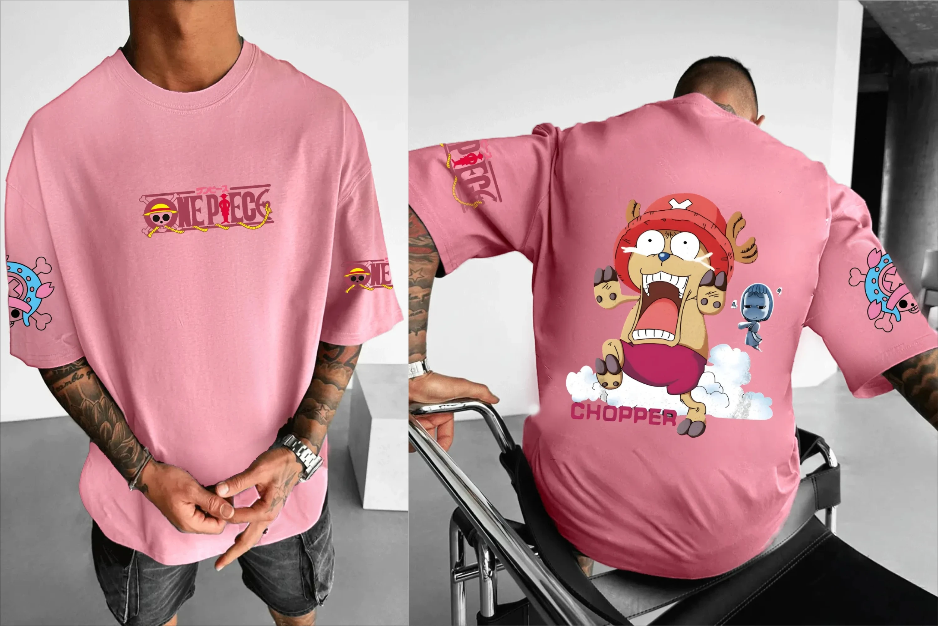 One Piece Men's T-shirt Tony Tony Chopper Summer Anime Autumn Boys Short-sleeved Basic Style Sporty Parent-Child Outfit