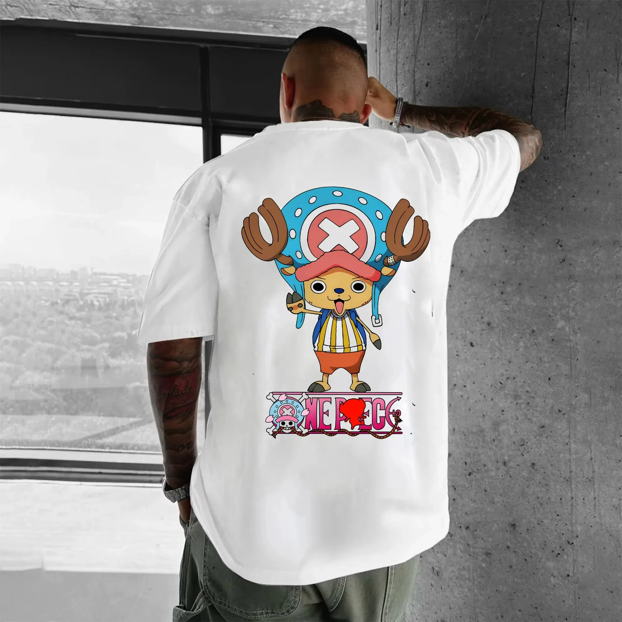 One Piece Men's T-shirt Tony Tony Chopper Summer Anime Autumn Boys Short-sleeved Basic Style Sporty Parent-Child Outfit