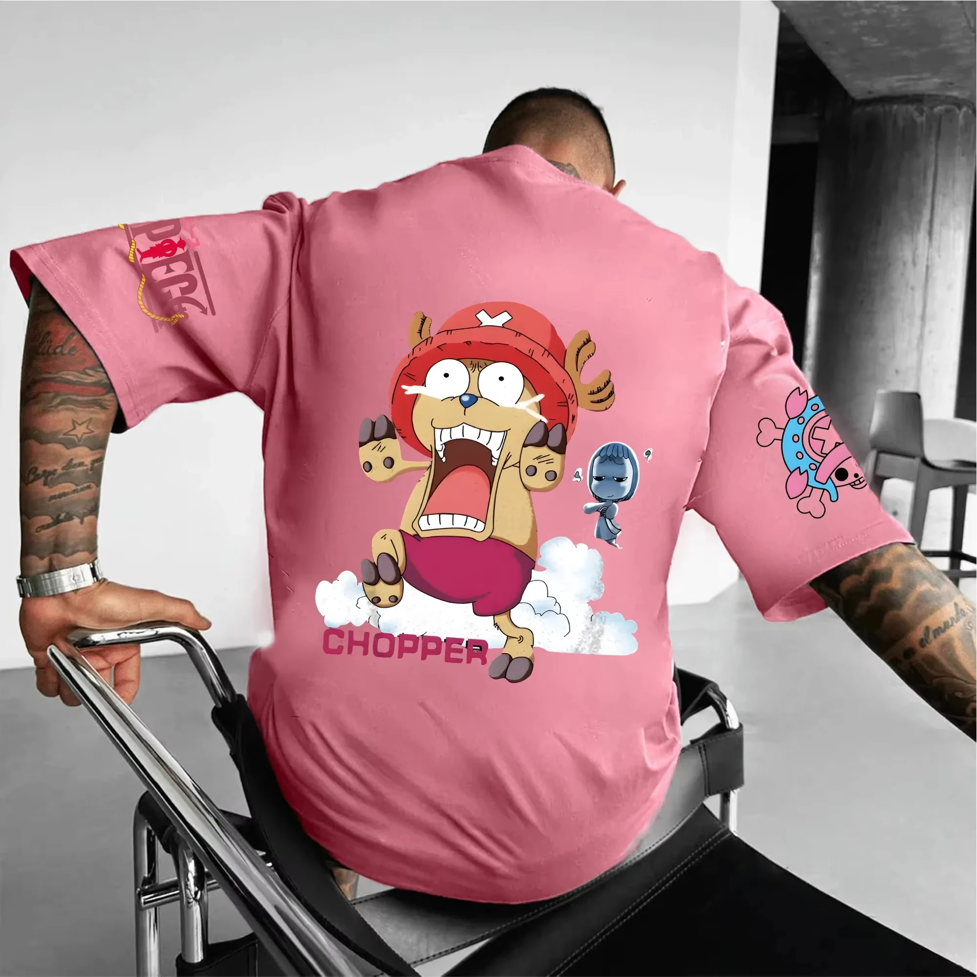 One Piece Men's T-shirt Tony Tony Chopper Summer Anime Autumn Boys Short-sleeved Basic Style Sporty Parent-Child Outfit
