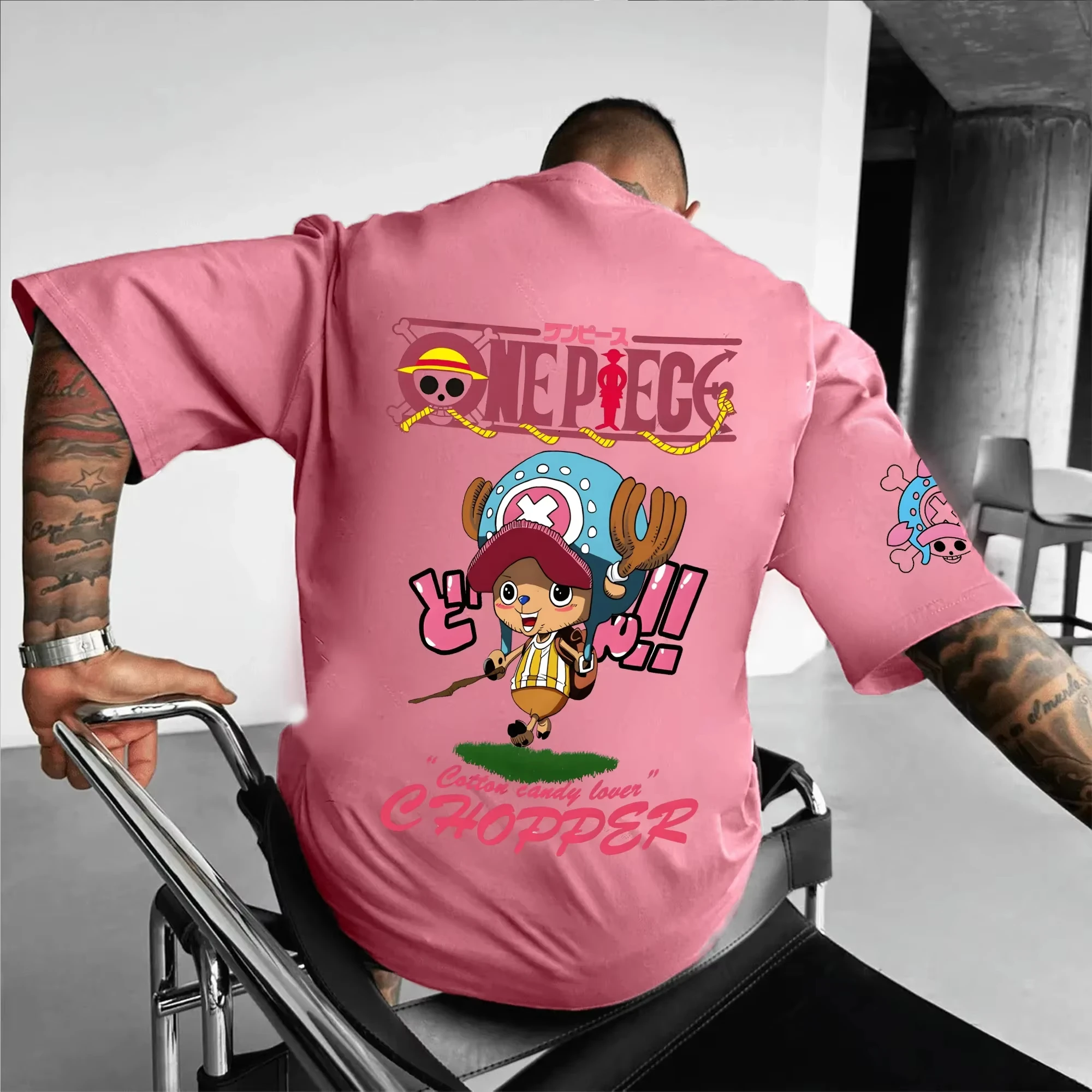 One Piece Men's T-shirt Tony Tony Chopper Summer Anime Autumn Boys Short-sleeved Basic Style Sporty Parent-Child Outfit