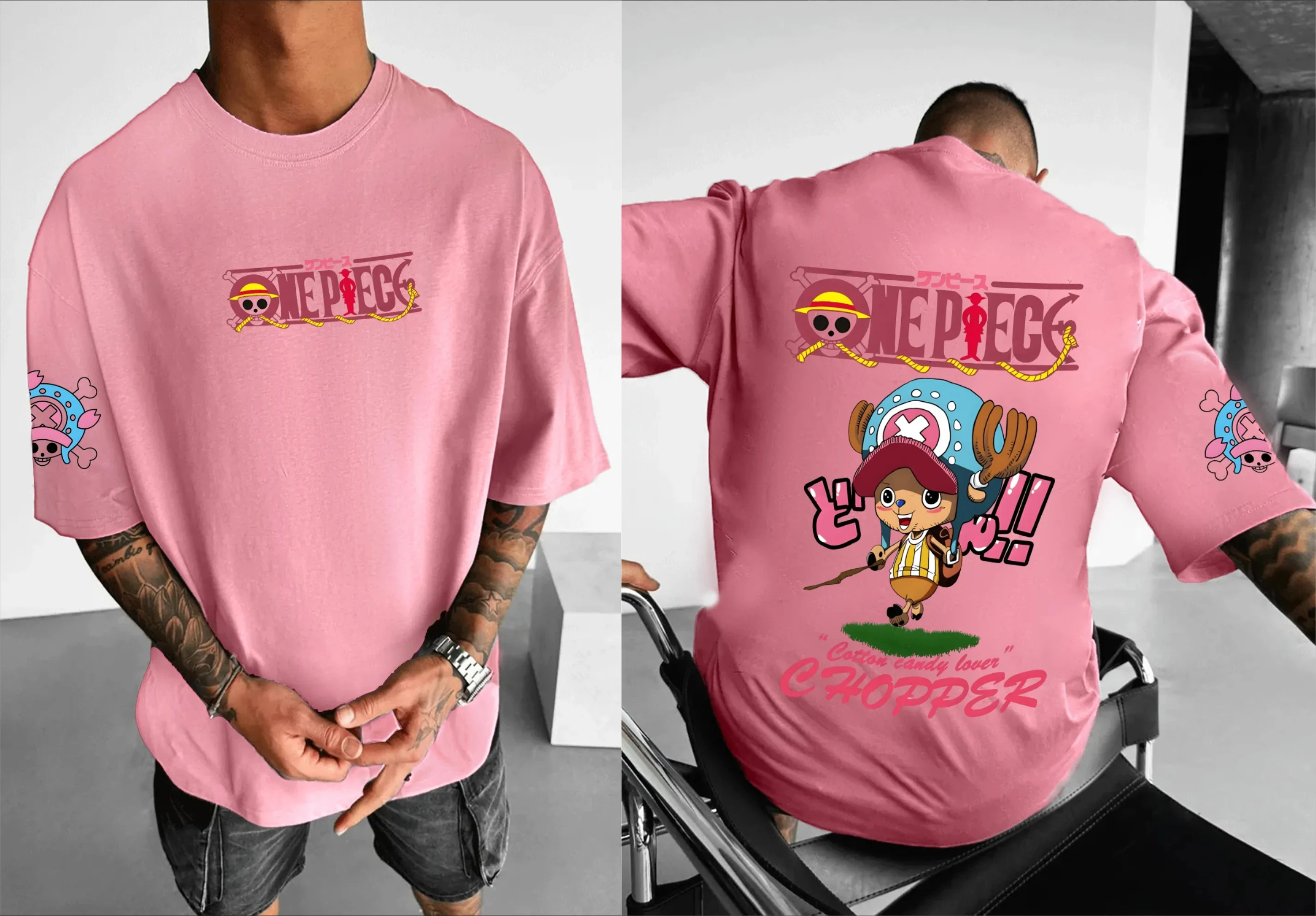 One Piece Men's T-shirt Tony Tony Chopper Summer Anime Autumn Boys Short-sleeved Basic Style Sporty Parent-Child Outfit