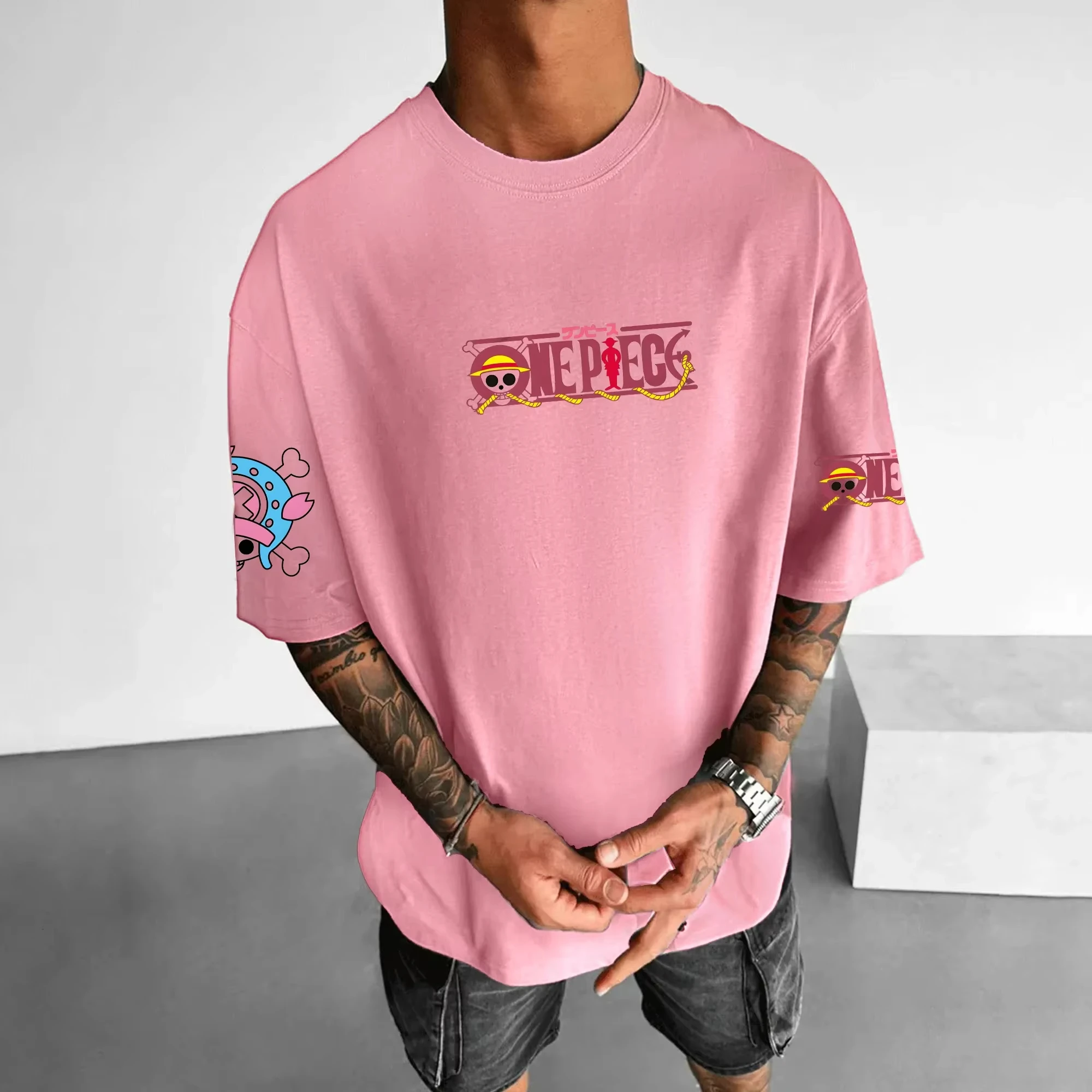 One Piece Men's T-shirt Tony Tony Chopper Summer Anime Autumn Boys Short-sleeved Basic Style Sporty Parent-Child Outfit