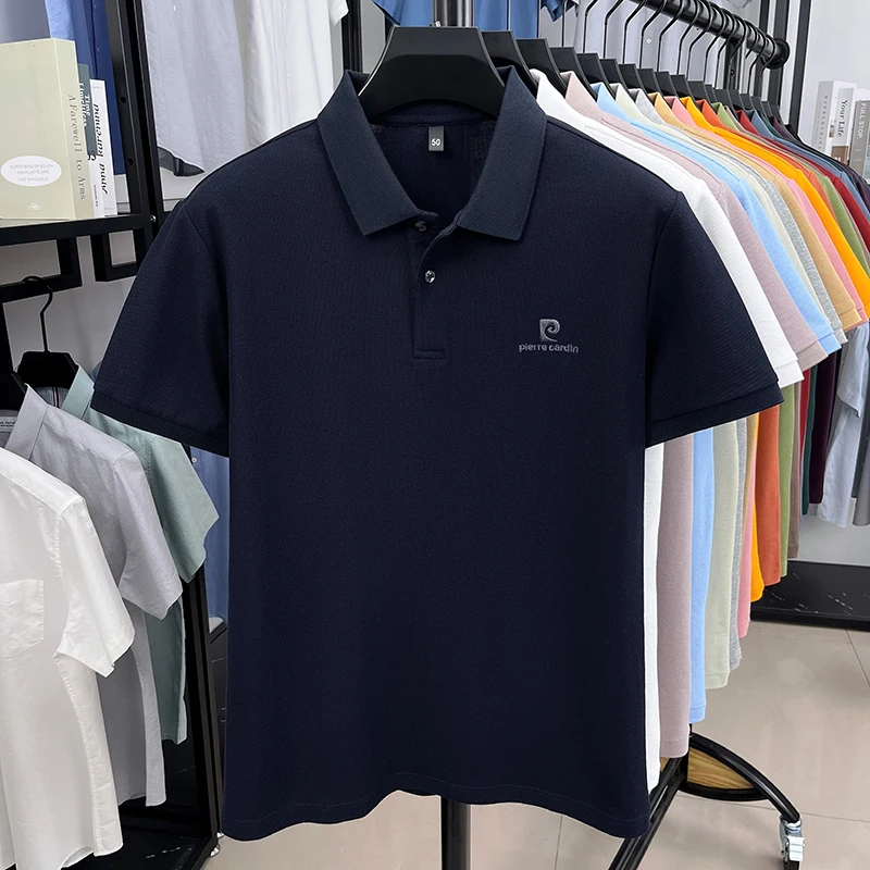 Luxury Brand Men's Letter Embroider Short Sleeve Lapel T-shirt 100% Cotton Polo Shirt Fashionable Commuting Versatile Men's Wear
