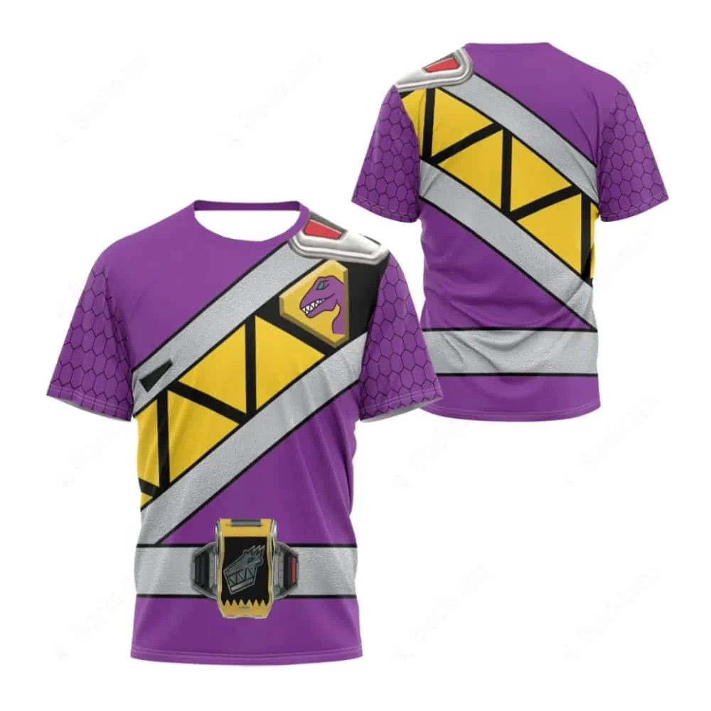 Power Rangers/Zyuden Sentai Kyoryuger 3D Printed Cosplay T-shirt A Unisex Casual Short-sleeve Top Suitable for Fans Kids